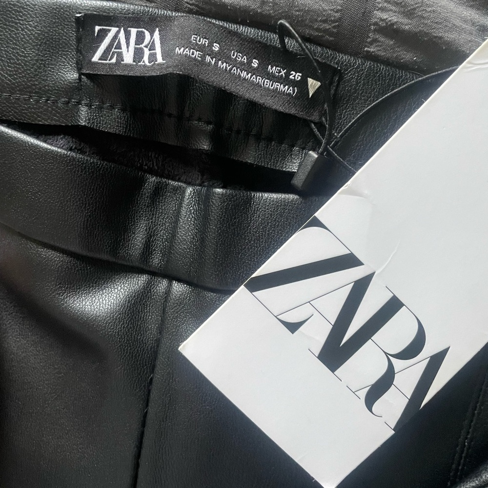 Zara Black High Waisted Leather Pants